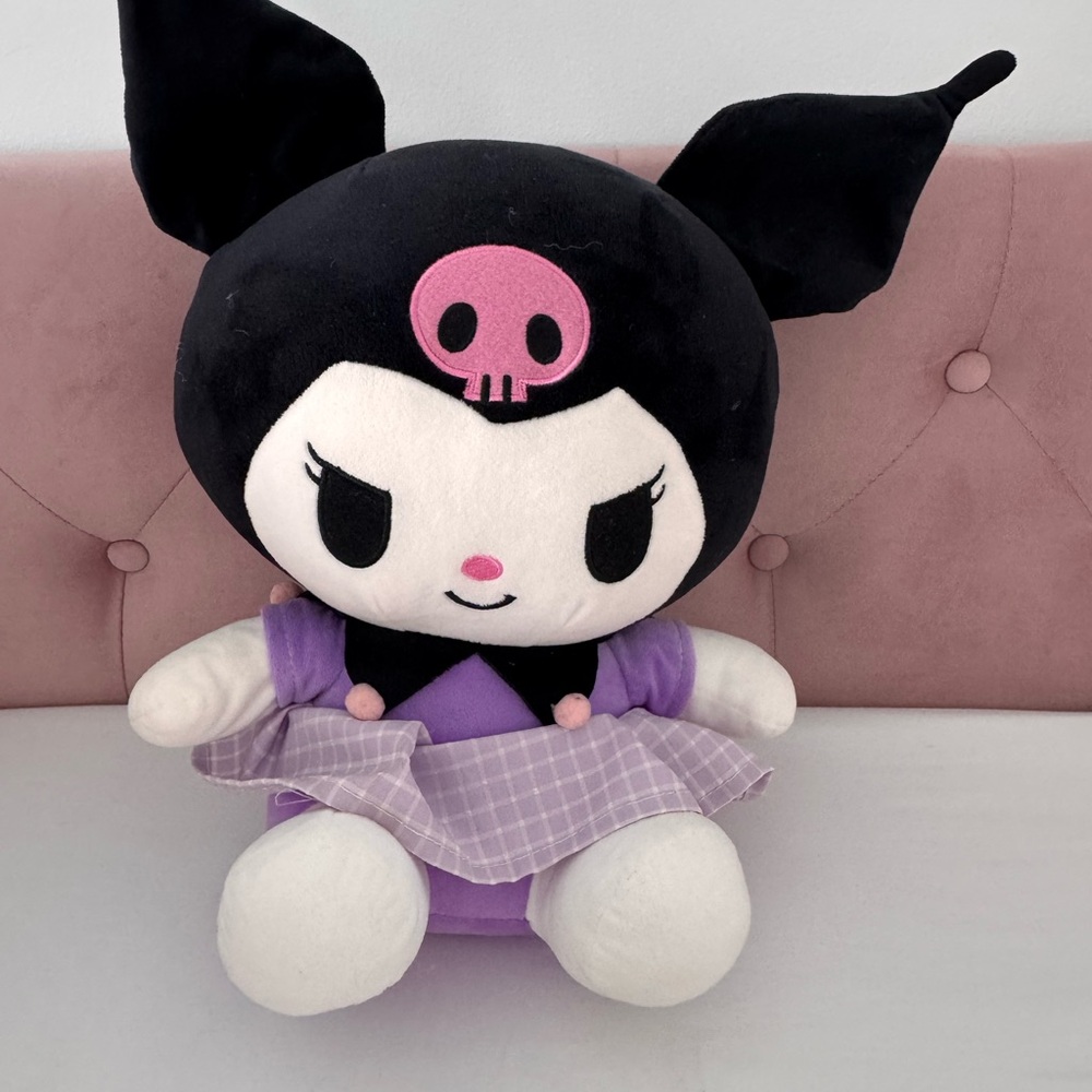 Sanrio Kuromi Plush - Black, White & Purple with Pink Skull Accent